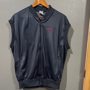 Puma Black Sleeveless Zip Jacket with Pink Logo